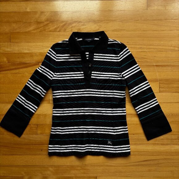 Burberry London Women's Striped Collared Long Sleeve Top - US S - Picture 6 of 14